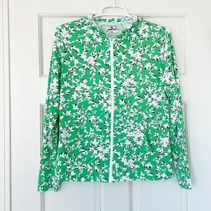 NWOT DRAPER JAMES x LANDS END beach hoodie size S green white lightweight preppy